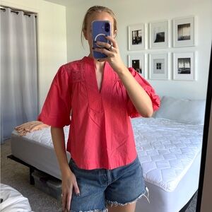 Anthropologie V-Neck Puff Sleeve Top